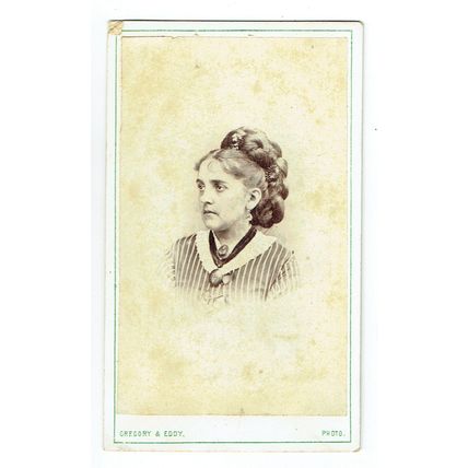 Victorian cdv photo portrait woman striped frock Jersey photographer