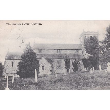 EC534 TARRANT GUNVILLE CHURCH. PRINTED POSTCARD