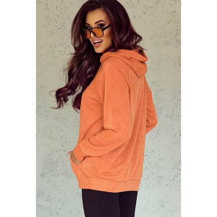 Orange Mineral Wash Kangaroo Pocket Drawstring Pullover Hoodie