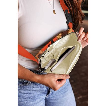 Orange Pumpkin Sunflower Halloween Graphic Crossbody Bag