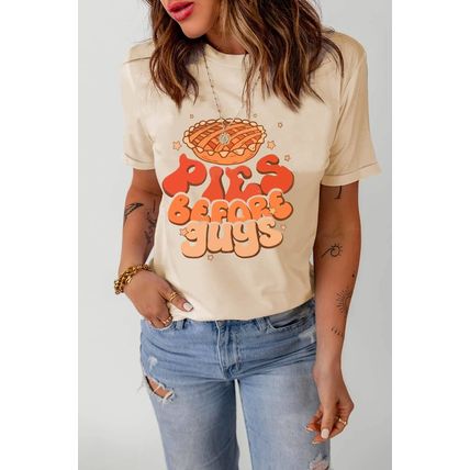 Khaki PIES BEFORE GUYS Thanksgiving Fashion Tee