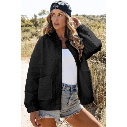 Black Floral Quilted Jacket