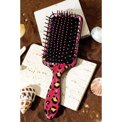 Strawberry Pink Leopard Print Long Handle Air Cushion Comb