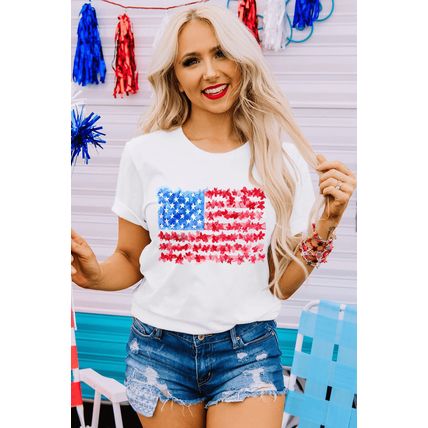 White Flag Graphic Crew Neck Tee