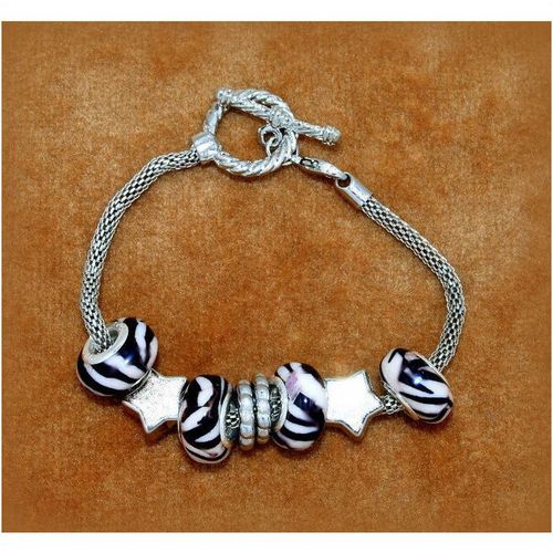 Summer Gift Star Charm Euro Bead Silver Tone Bracelet Bangle Jewellery 1717