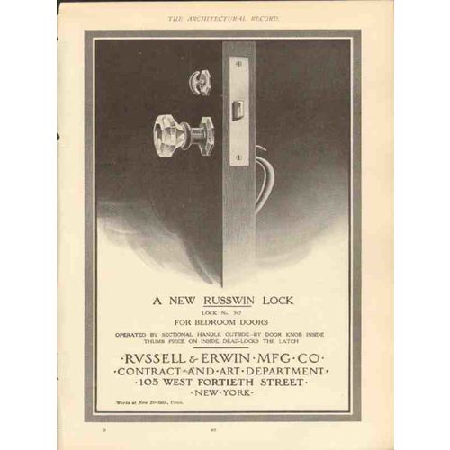 russell erwin mfg company 1910 new lock bedroom doors vintage ad