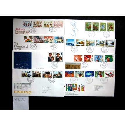 1981 A YEAR GROUP OF EIGHT FIRST DAY OF ISSUE POSTMARKED COVERS.(E) #01088