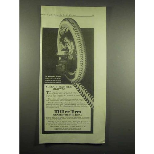 1917 Miller Tires Ad - Sledge Hammer Blows