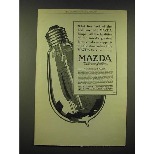 1918 General Electric Mazda light bulb Ad - What lies back of the brilliance