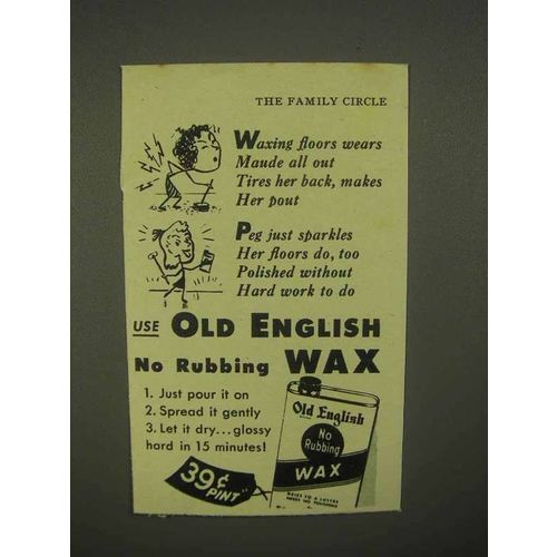 1942 Old English Wax Ad - Wears Maude All Out