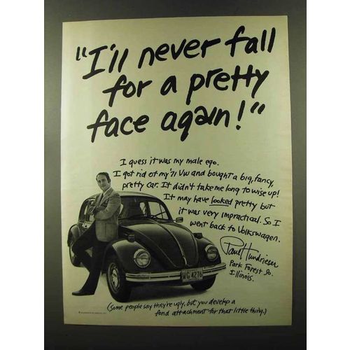 1973 Volkswagen Bug Ad - Fall for a Pretty Face