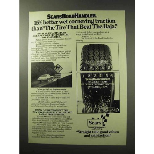 1977 Sears RoadHandler Tires Ad - Wet Cornering