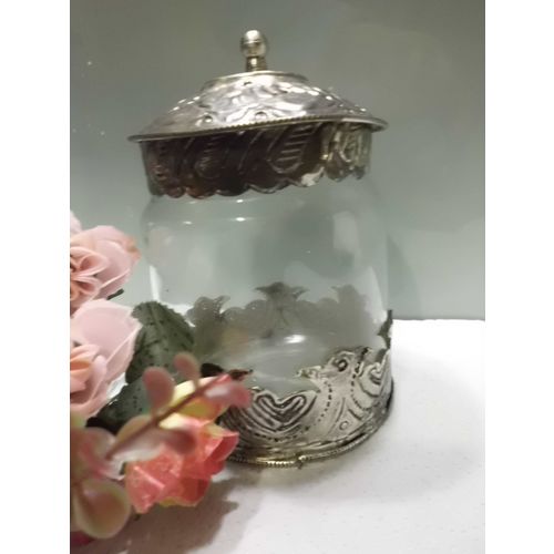 Vorratsglas, GlasBonboniere Glas/Metall, ø9/H13cm