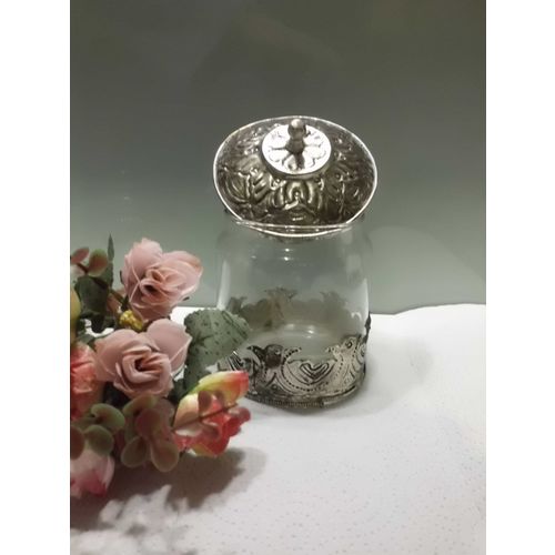 Vorratsglas, GlasBonboniere Glas/Metall, ø9/H13cm