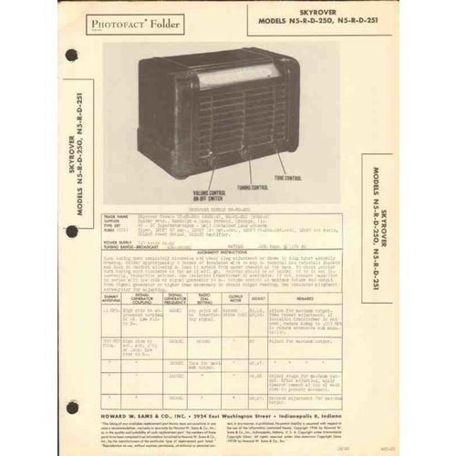 SKYROVER model N5-R-D250 N5-R-D251 AM radio Sams Photofact manual