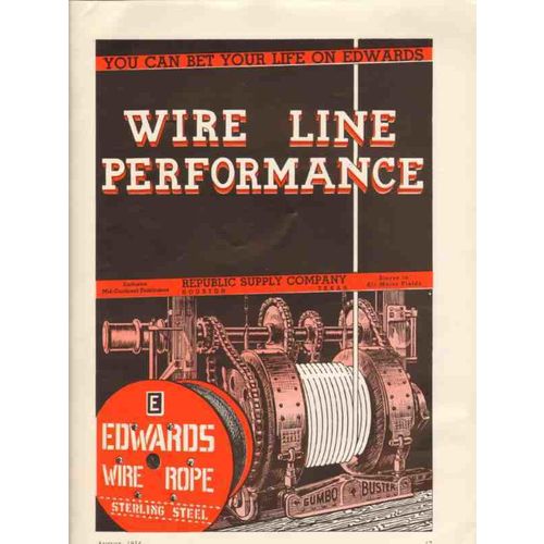 REPUBLIC SUPPLY COMPANY 1936 Edwards Wire Rope performance vintage ad