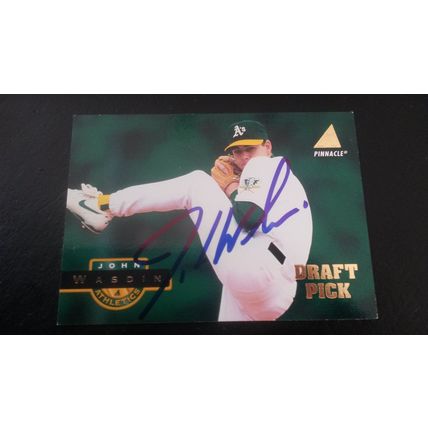 1994 Pinnacle Card # 430 John Wasdin Autograph Oakland Athletics Draft Pick