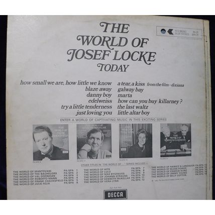 The World Of Josef Locke Today - Decca LP 1969