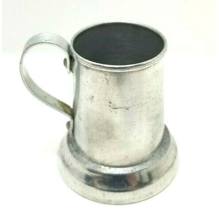 Yellowstone Park Souvenir Aluminum Mini Stein Mug Shot Glass Clear Bottom Vtg
