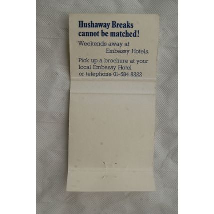 old Matchbook Cover - Embassy Hotels, Burton on Trent & London