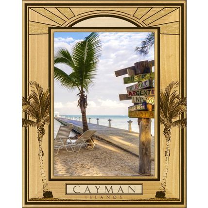 Cayman Islands with Palm Trees Laser Engraved Picture Frame Portrait (3 x 5)