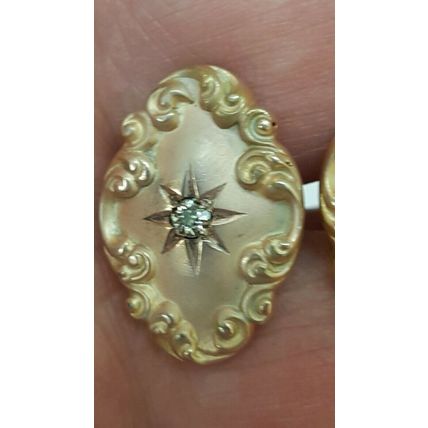 Antique Victorian 14K Gold .25cts Old European Cut VS Diamonds Studs Earrings