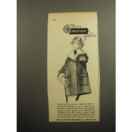 1957 Reeves Fabric Advertisement - Coat by American Jr.