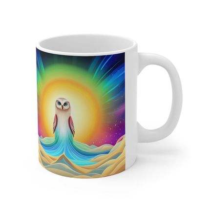 Beautiful Owl Standing in a Sea of Colors #6 Mug Ceramic Coffee Mug 11oz