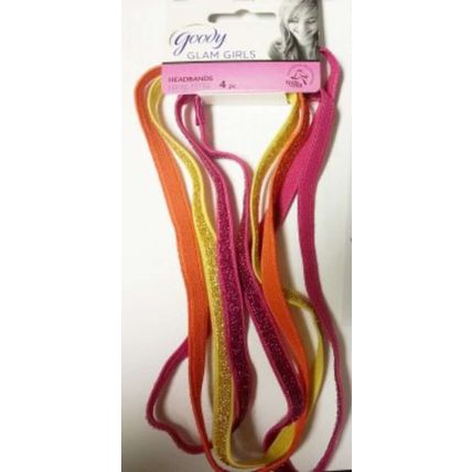 4 Goody Glam Girls Glitter Hair Head Bands Yellow Orange Pink Mylar Tinsel Weave