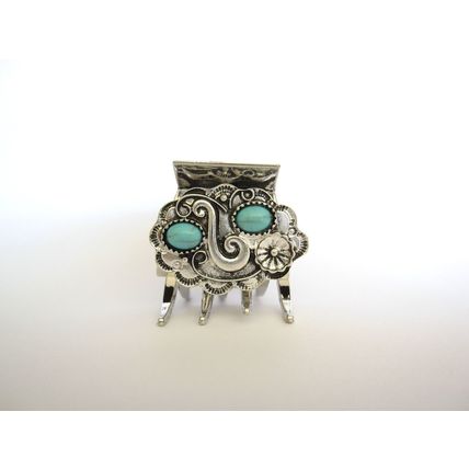 Small/medium turquoise blue silver metal native western hair claw clip