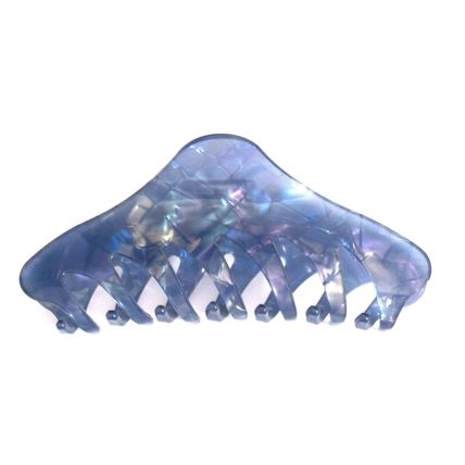 Long iridescent blue abalone sea shell effect hair claw clamp clip