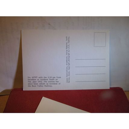 AYLESHAM SOUTH, 1952 62797 steam engine, Norfolk branch line steam postcard =