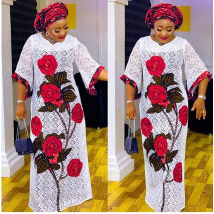 Loose Plus-size Fashionable And Personalized African Women's Rose Long Dress