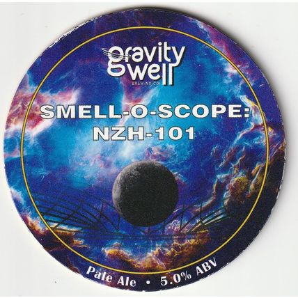 UNUSED KEG CLIP FRONT - GRAVITY WELL BREWING CO - SMELL-O-SCOPE NZH-101 PALE ALE