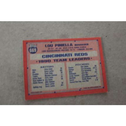 1991 topps 40 yers of baseball reds lou piniella mgr card#669