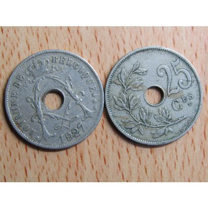 Belgium 1927 25 Centime Belgique (French Text) Coin