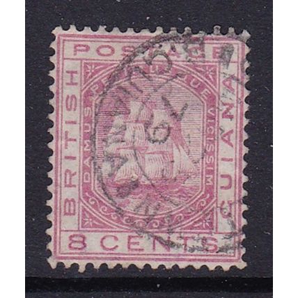 BRITISH GUIANA 1876-79 WMK CROWN CC 8c PERF 14 USED SG130