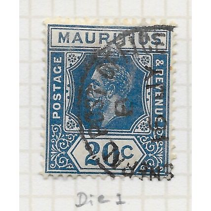 MAURITIUS 1932 KG5 KEY PLATE DIE I 20c USED SG235 235
