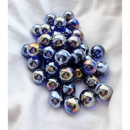 NEW DESIGN 2025 - SNORKEL - 25 Glass Marbles, Blue with Yellow & Red Swirl, 16mm
