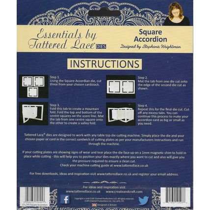 Tattered Lace. Square Accordion Die Set. Die Cutting Cardmaking Scrapbooking