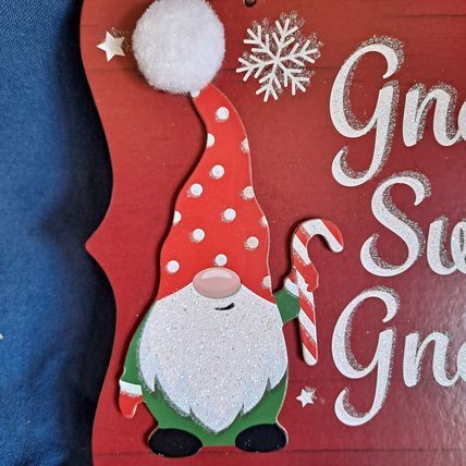 New CHRISTMAS WALL HANGING "Gnome Sweet Gnome" Holiday Decor MDF