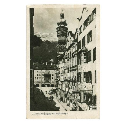 Postcard Austria Innsbruck street French military occupation mail 1945 WW2