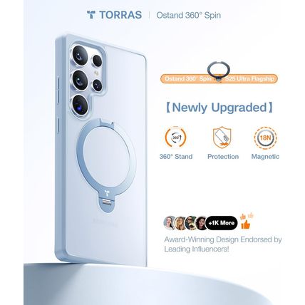 TORRAS 360° Spin Magnetic Stand for Samsung Galaxy S25 Ultra Case, Fit for Magsa