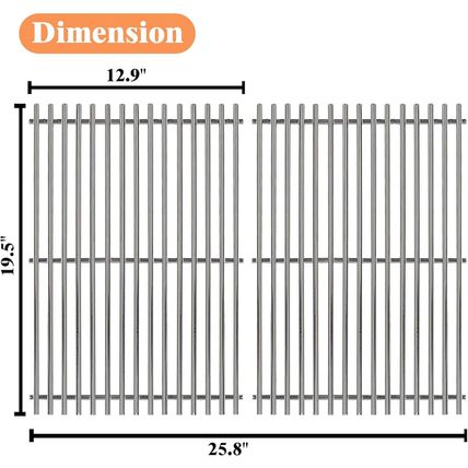 19.5" Stainless Steel Cooking Grates for Weber Genesis 300 Series, 19.5" Grill G