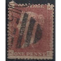 1858 SG43 1d Red Plate 202 Good/Fine Used Check Letters "KE".