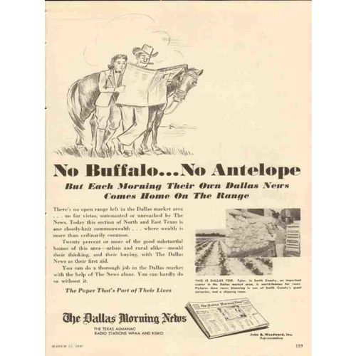 dallas morning news 1947 no buffalo antelope newspaper vintage ad