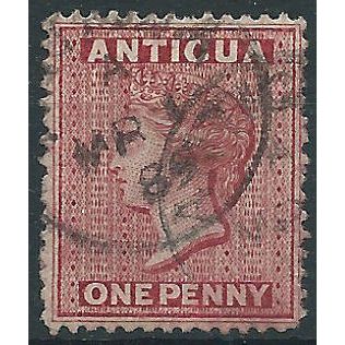 Antigua 1884 SG25 1d Carmine-Red Wmk Crown CA Fine Used . . ..