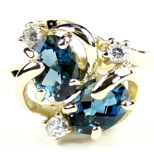 London Blue Topaz, 10KY Gold Ring, R016