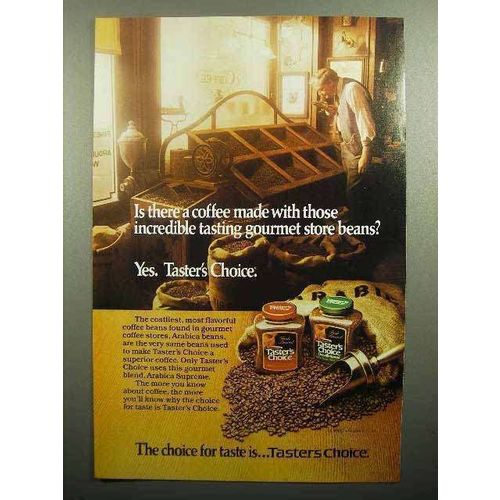 1985 Taster's Choice Coffee Ad - Gourmet Store Beans