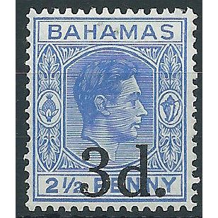 Bahamas 1940 SG161 3d on 2 1/2d Blue Mounted Mint . ..